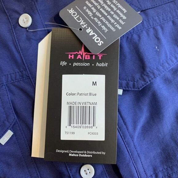 Habit Shirt Womens M Medium Blue Solar Factor UPF 30 Vented Fishing Outdoor - Picture 9 of 13